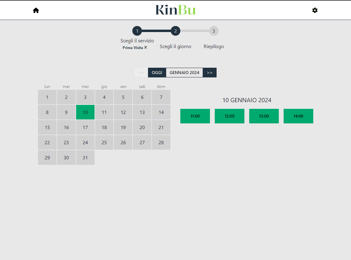 esempio di selezione del giorno e dell'ora con Agenda Salute per prenotare un appuntamento