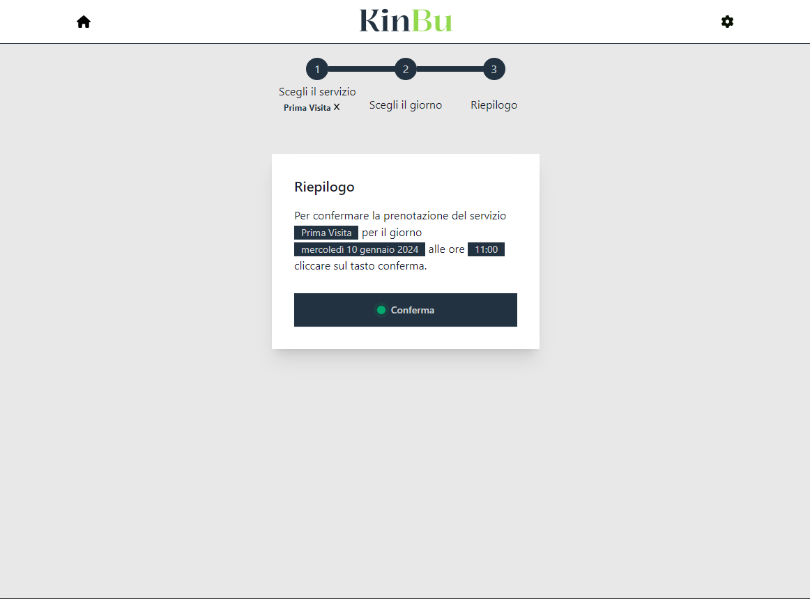 esempio conferma del servizio, del giorno e dell'ora con Agenda Salute per prenotare un appuntamento